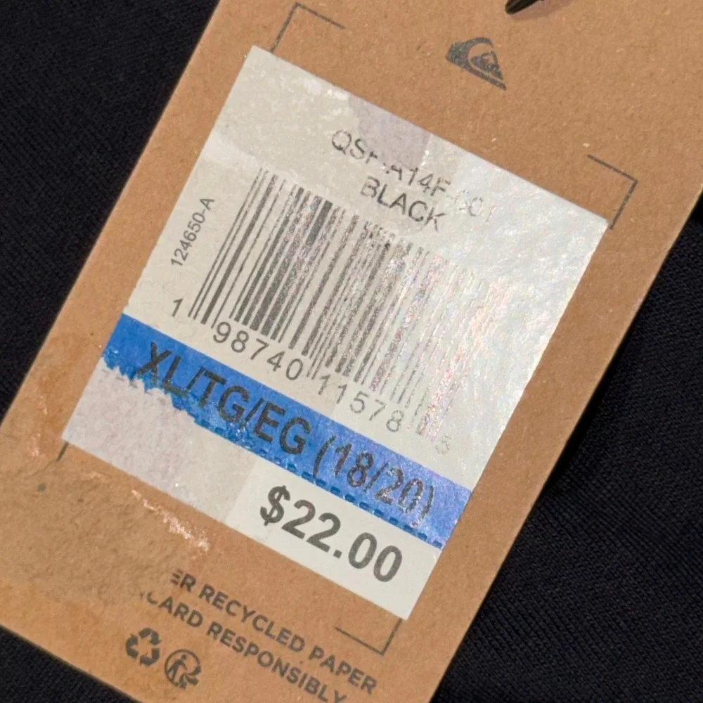Quiksilver Boys XL 18/20 Black Skull Brain Graphic T-Shirt Short Sleeve Cotton
